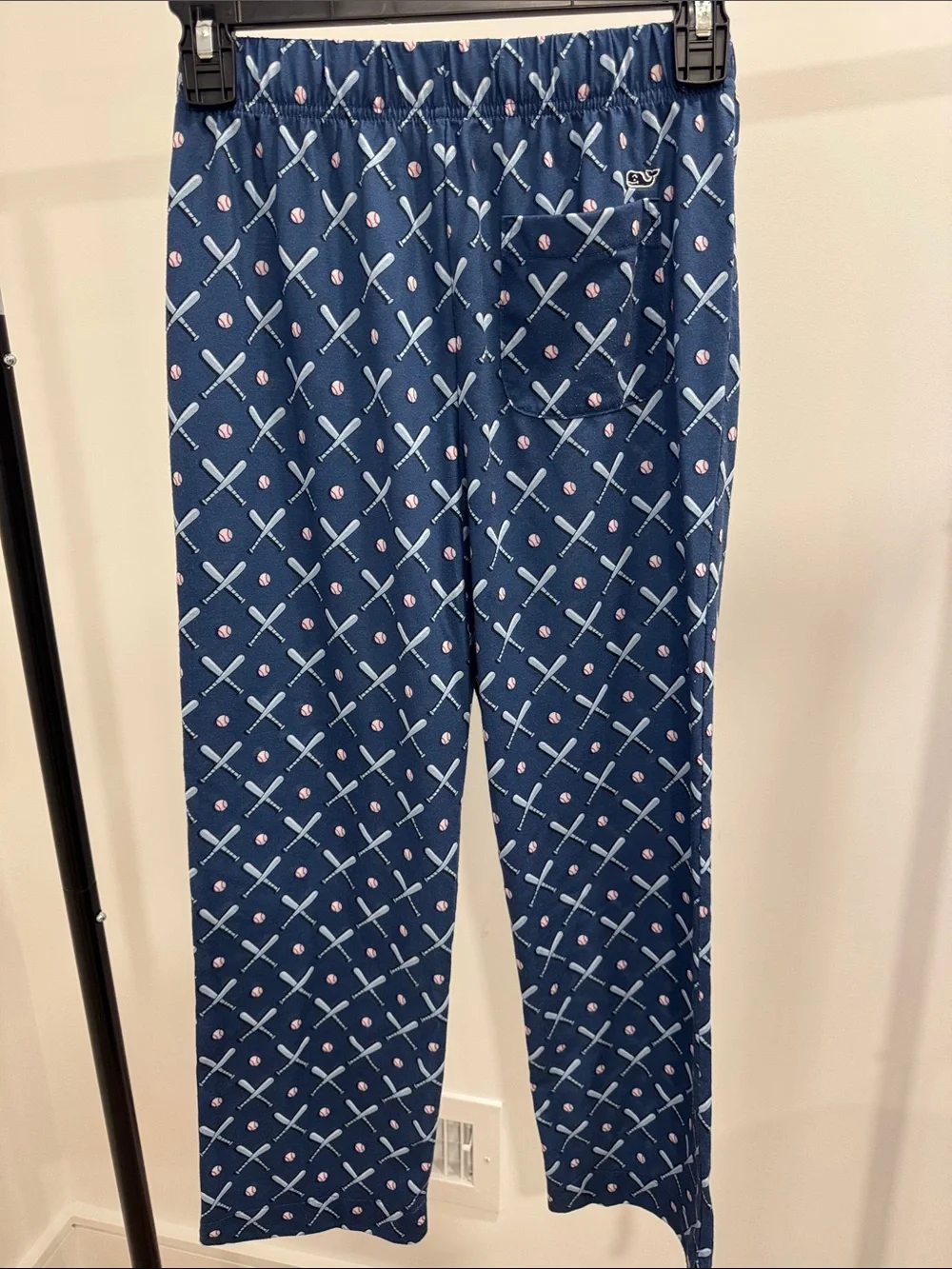 Vineyard Vines Navy Pajama Pants with Light Blue Bats & Pink Baseballs
